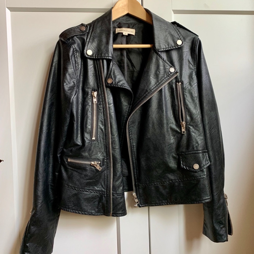 Faux Leather Jacket with zipper details